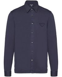 Prada - Chemise En Coton À Patch Logo - Lyst