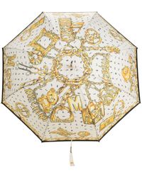 Moschino Paraplu Met Logoprint in het Naturel Dames Accessoires voor voor Paraplus voor 