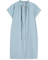 Jil Sander - Midi Collar Drawstring Poplin Dress - Lyst
