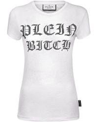 Philipp Plein - Pure Gothic Plein Crystals-Embellishment Burn Out T-Shirt - Lyst