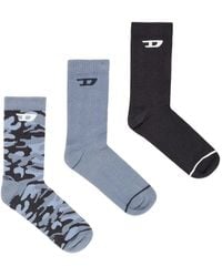 DIESEL - Skm-D-Tennis-Crew-17,5 Logo Socks (Pack Of Three) - Lyst