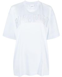 Burberry - Lace-detail Logo-print Cotton T-shirt - Lyst