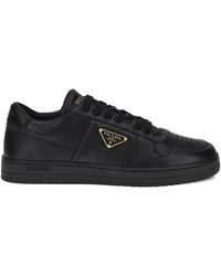 Prada - Leather Logo-Plaque Sneakers - Lyst