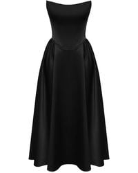 POST MERIDIEM - Tuck Corset Midi Dress - Lyst