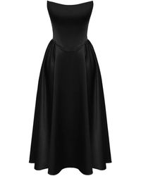 POST MERIDIEM - Tuck Corset Midi Dress - Lyst