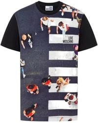 Love Moschino - Printed Cotton Jersey T-Shirt - Lyst