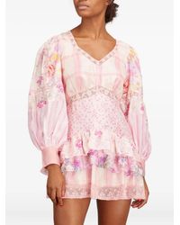 LoveShackFancy - Sienne Mini-Jurk Met Ruches - Lyst