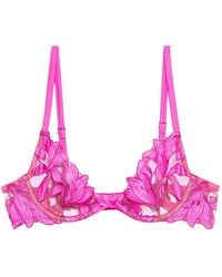 Fleur du Mal - Lily Embroidered Demi Bra - Lyst