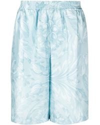 Versace - Shorts Aus Seide Mit Barocco-Print - Lyst