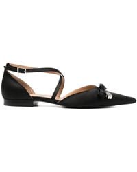 Ganni - Bow-detail Pointed-toe Ballerina Shoes - Lyst
