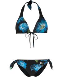 Dolce & Gabbana - Bikini fleuri à plaque logo - Lyst