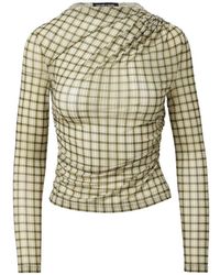 Veronica Beard - Nuvina Check-Print Ruched Top - Lyst