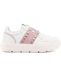 Love Moschino - Heart-stud Lace-up Sneakers - Lyst