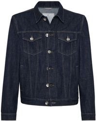 Brunello Cucinelli - Classic-collar Cotton Denim Jacket - Lyst