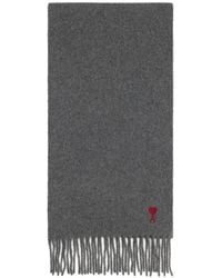 Ami Paris - Wool Scarf With Ami De Coeur - Lyst
