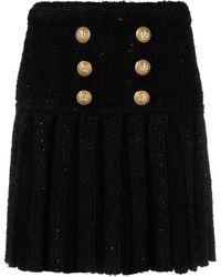 Balmain - High-Waisted Button-Detail Skirt - Lyst