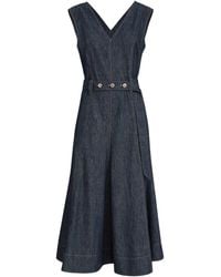 Brunello Cucinelli - Denim-Effect Sleeveless Midi Dress - Lyst