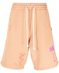 Palm Angels - Paint-Splatter Logo-Print Track Shorts - Lyst