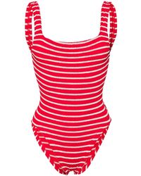 Hunza G - Candy-stripe Crinkled Swimsuit - Lyst