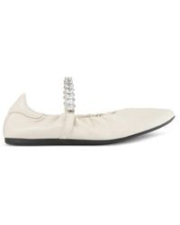 Jimmy Choo - Jade Ballerina Latte Soft Nappa-Leather Ballerina Flats With Crystal Strap - Lyst
