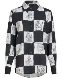KARL LAGERFELD - Checkerboard Sketch-Print Shirt - Lyst