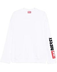 DIESEL - Crewneck Sweatshirt With Logo Patch Embroidery - Lyst