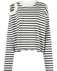 Moncler - T-shirt a righe con cut-out - Lyst