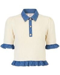 Cinq À Sept - Shelly Layered-Effect Knitted Polo Top - Lyst