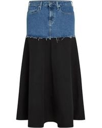 Karl Lagerfeld - Denim-Panelled Maxi Skirt - Lyst