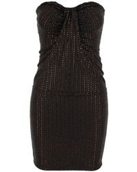 VENUJA - Crystal-Embellished Ruched Mini Dress - Lyst