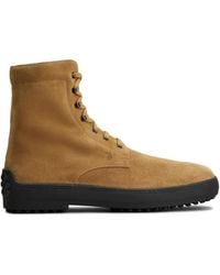 Tod's - Botas militares de ante - Lyst
