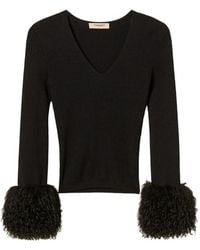 Twinset - Pull En Maille Côtelée Avec Fourrure Artificielle - Lyst