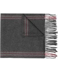 Brunello Cucinelli - Striped Fringed-Edge Silk Scarf - Lyst