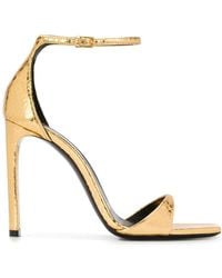 saint laurent amber metallic leather sandals