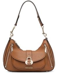 Guess - Jessa Logo-Plaque Pebbled Shoulder Bag - Lyst