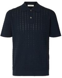 SELECTED - Kabelgebreid Poloshirt - Lyst