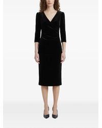 SUTTON NEW YORK - Velvet Gathered-Sleeve Midi Dress - Lyst
