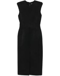Mugler - Padded-Shoulder Midi Dress - Lyst