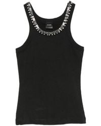 Pinko - Crystal-Embellished Ribbed T-Shirt - Lyst