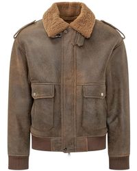 DFOUR® - Chaqueta Con Cuello De Piel De Borrego Y Charreteras - Lyst