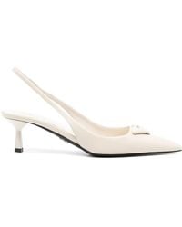 Prada - 35Mm Leather Slingback Pumps - Lyst