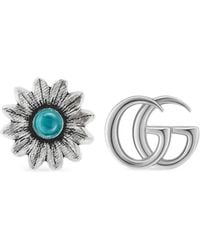 Gucci - Sterling Silver GG Marmont Flower Earrings - Lyst