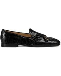 Doucal's - Python-Print Buckle Leather Shoes - Lyst