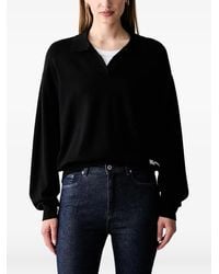 KARL LAGERFELD - Logo-Embroidered Polo-Collar Sweater - Lyst