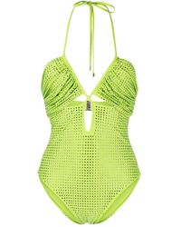 Self-Portrait - Crystal-embellished Cut-out Swimsuit - Lyst