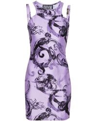 Versace - Vestido corto con estampado Watercolour Couture - Lyst