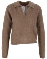Max Mara - Brushed-Knit Polo Sweater - Lyst