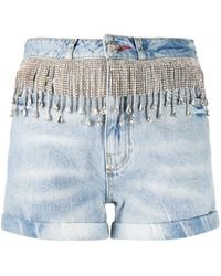 Philipp Plein - Crystal-Embellished Denim Shorts - Lyst