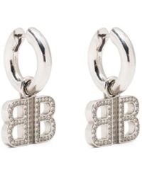 Balenciaga - Kristallverzierte Ohrringe mit Logo - Lyst