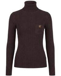 Elisabetta Franchi - Ribbed-Knit Logo Turtleneck Sweater - Lyst